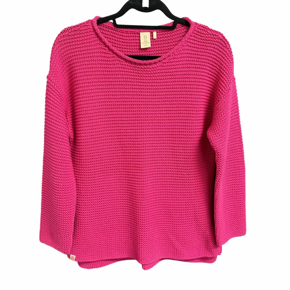 Shxt That I Knit Scotia Sweater Pink Pima Cotton Knit Womens Size Small
